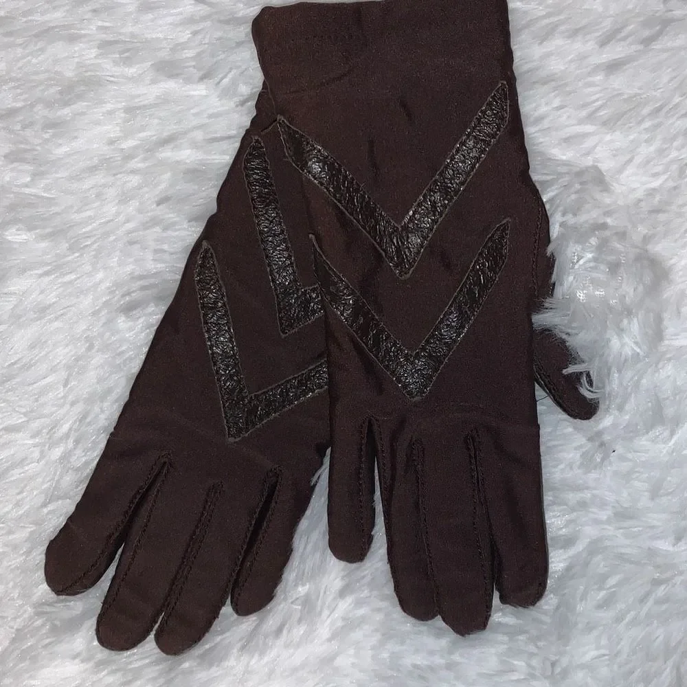 ‎Vintage ARIS Brown Stretch Gloves One Size
